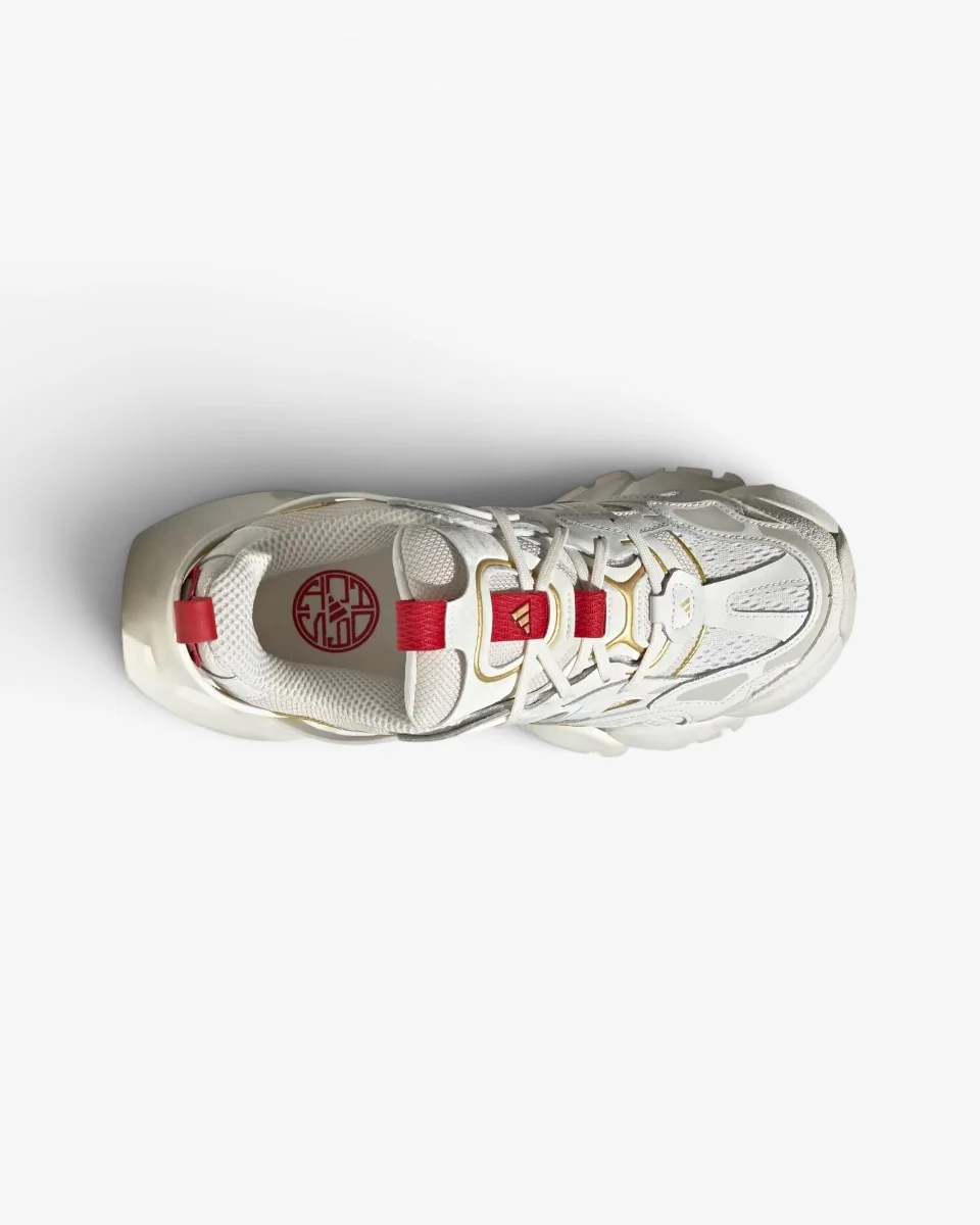 Adidas XLG Runner Deluxe Off White Gold Metallic Red - Image 3