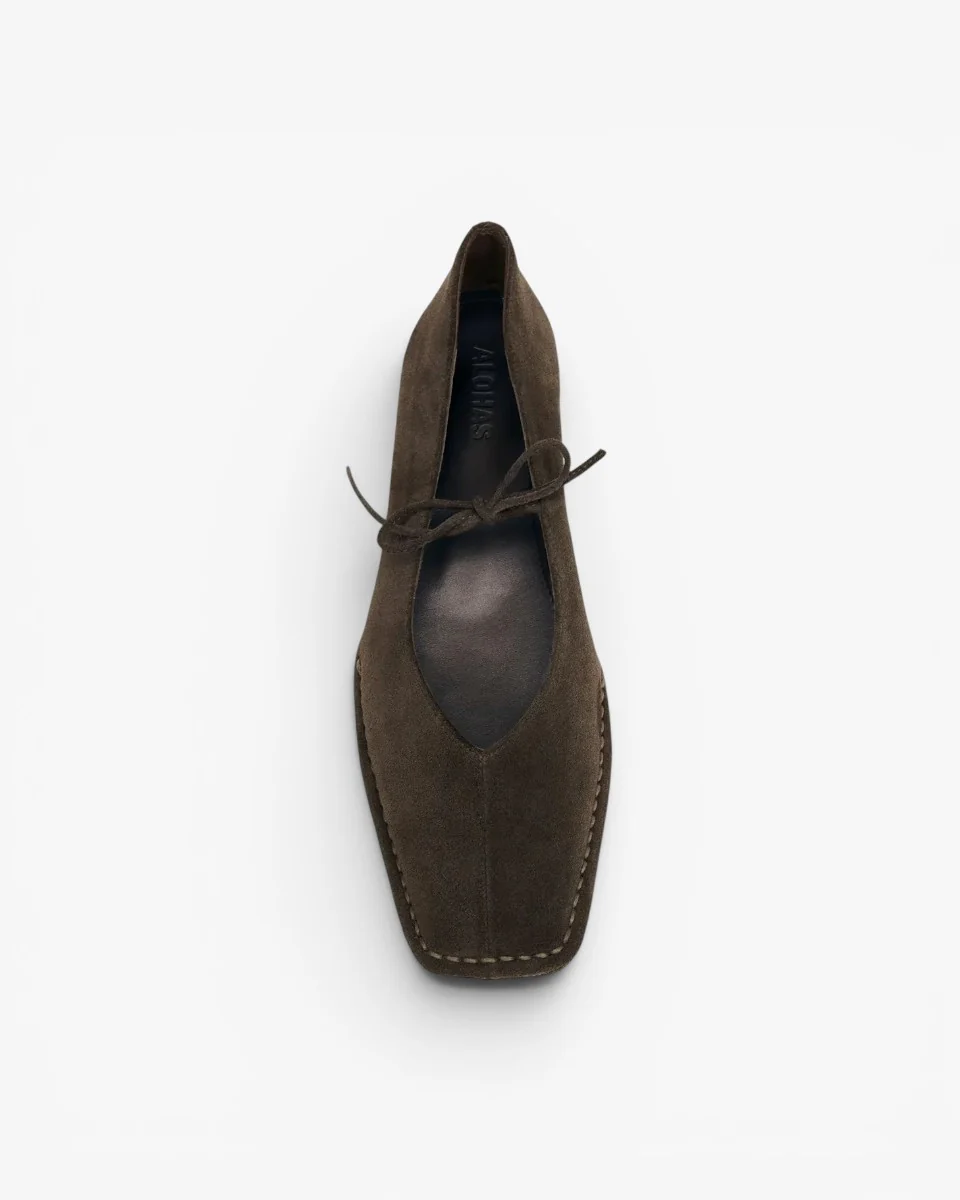 Alohas Baletki Sway Suede Coffee Brown Leather - Image 3