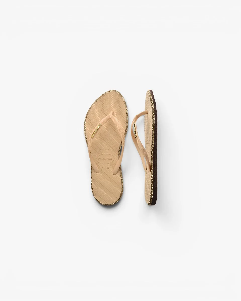 Havaianas Japonki Slim Point Glitter Dark Brown Golden - Image 3