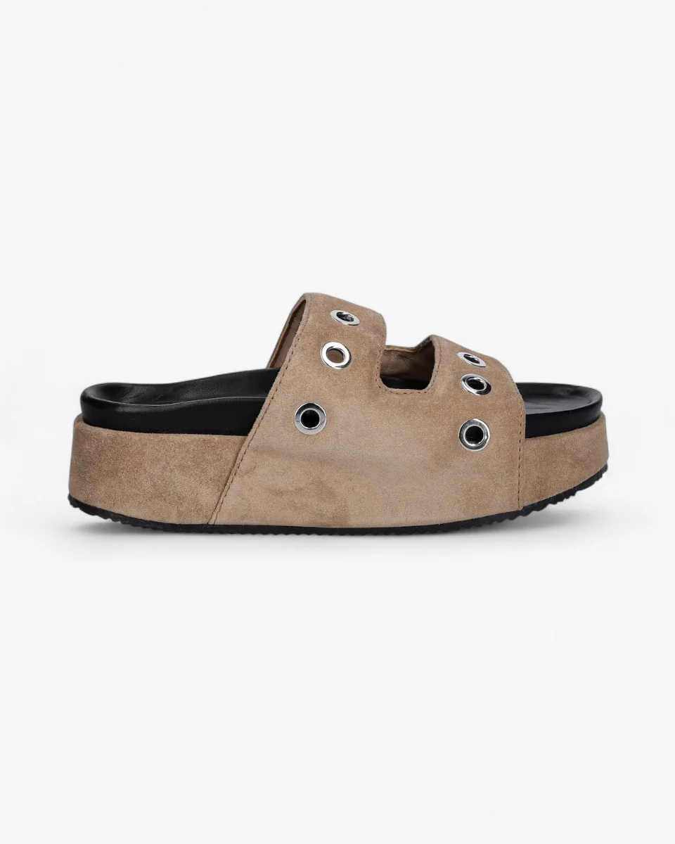 Inuikii Klapki Suede Studs Beżowe