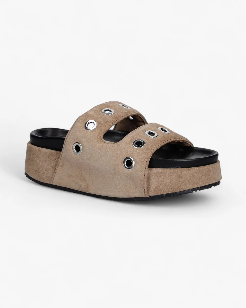 Inuikii Klapki Suede Studs Beżowe - Image 2