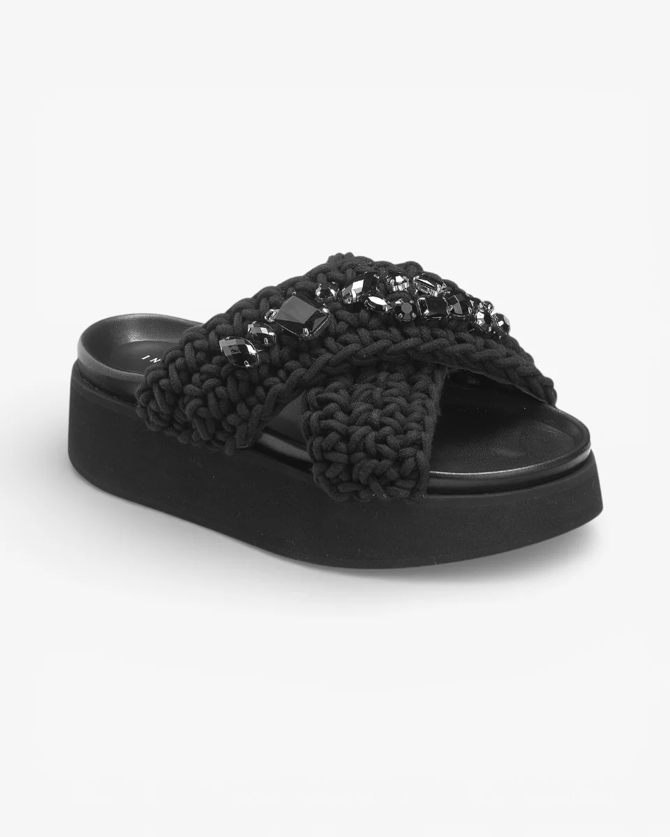 Inuikii Klapki Woven Stones Platform Black - Image 2