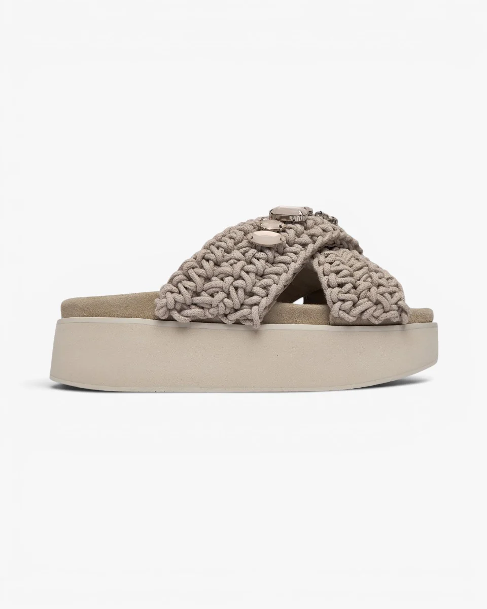 Inuikii Klapki Woven Stones Platform Taupe