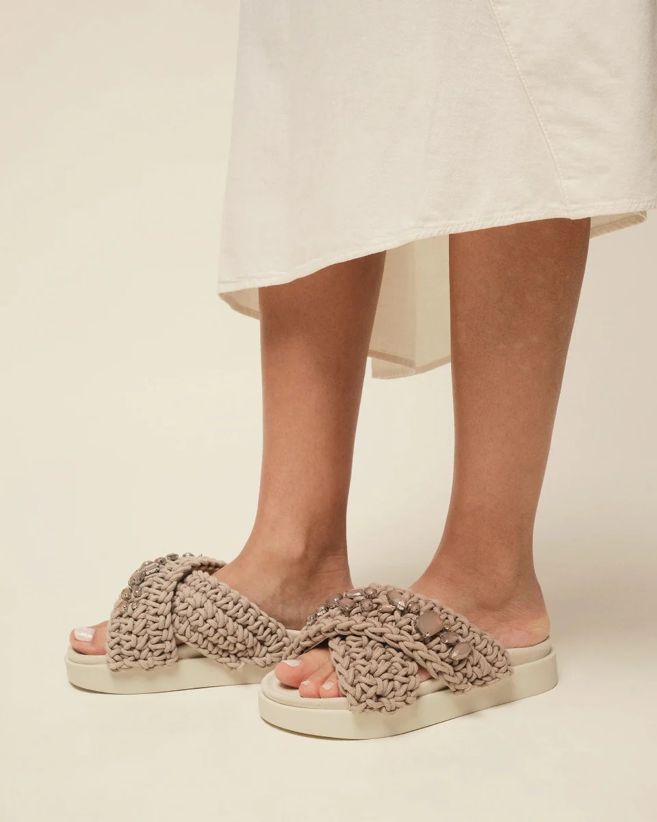 INUIKII Klapki Woven Stones Taupe - Image 2