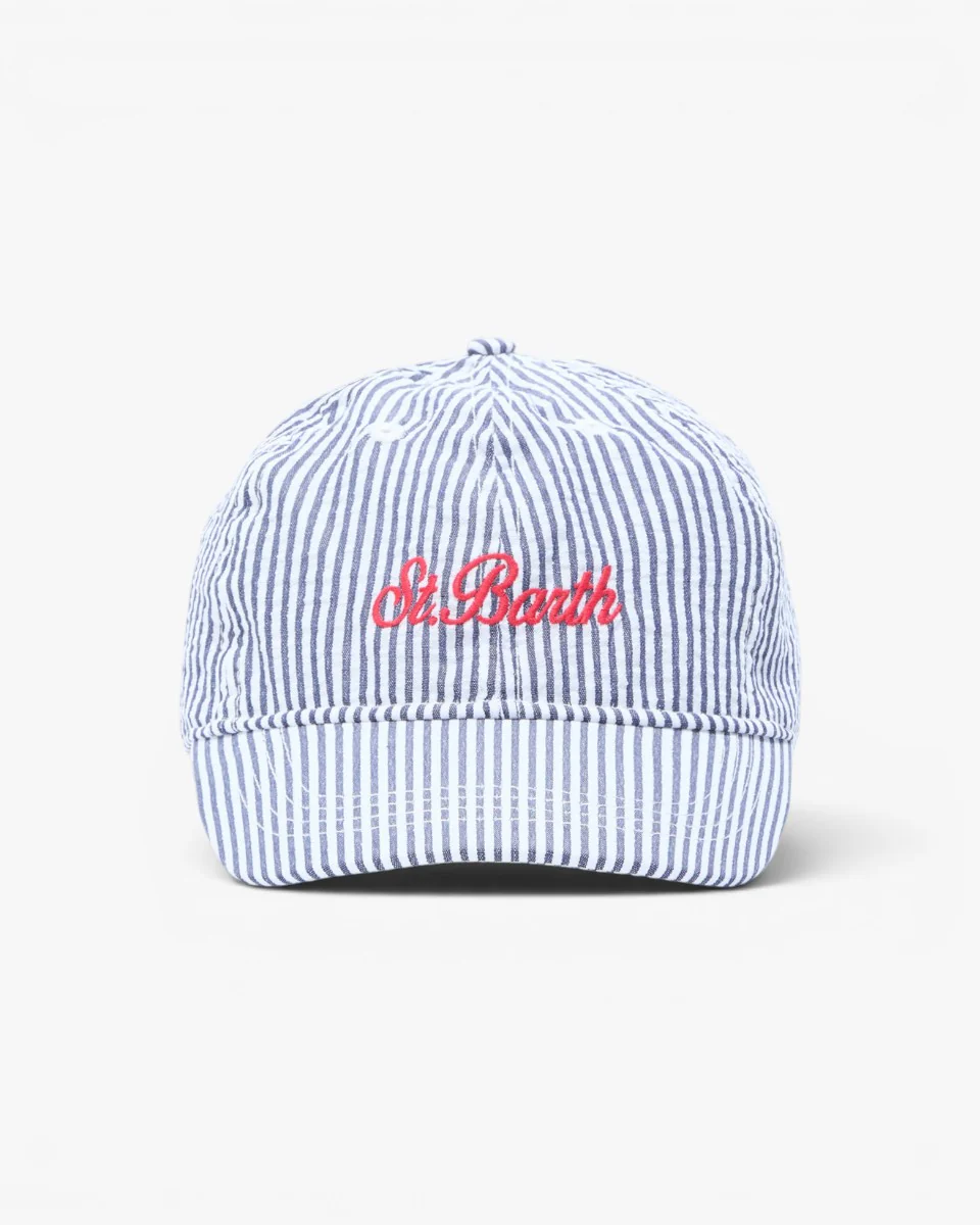 MC2 Saint Barth Czapka Baseball N Seersucker Stripes Navy White