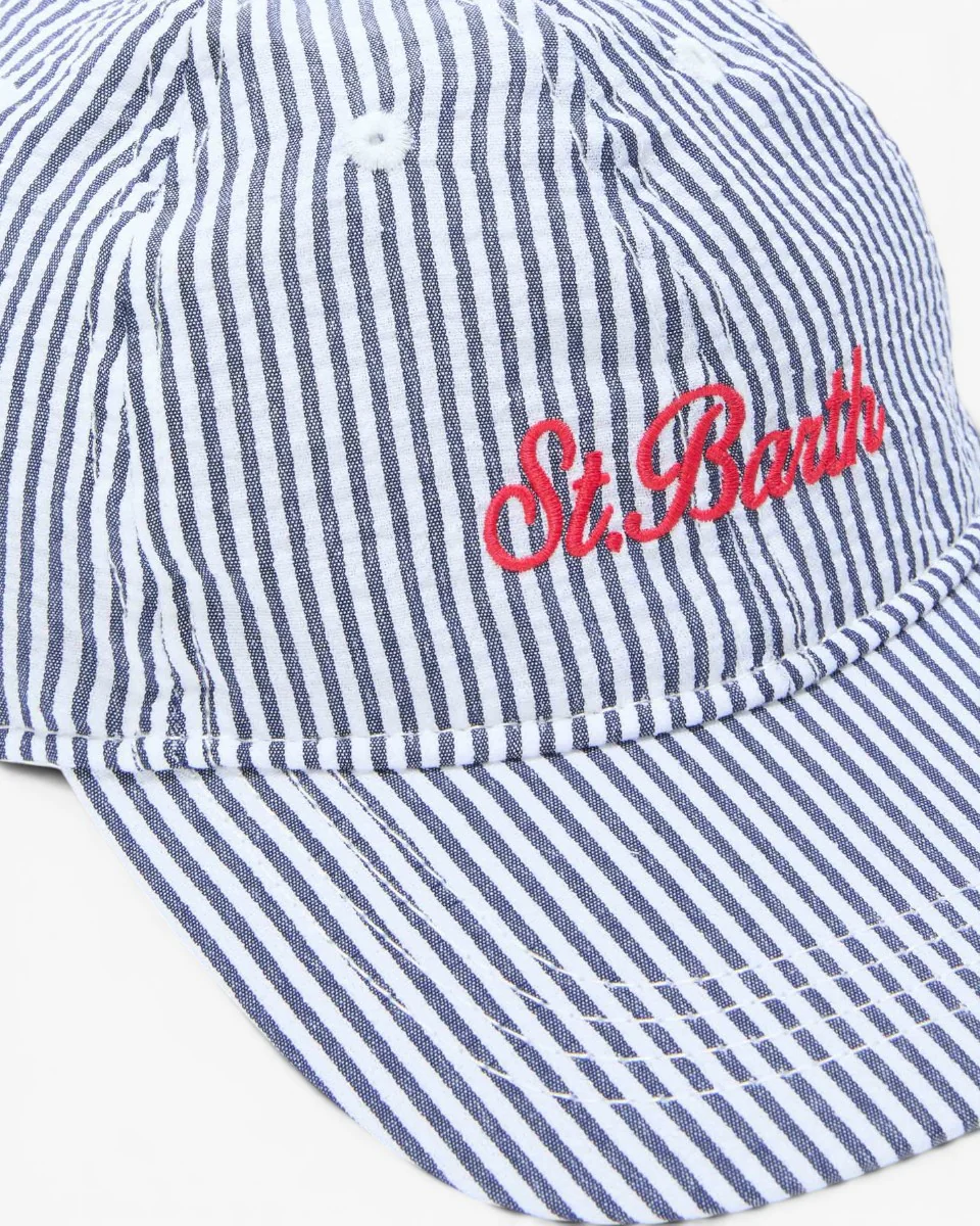 MC2 Saint Barth Czapka Baseball N Seersucker Stripes Navy White - Image 2