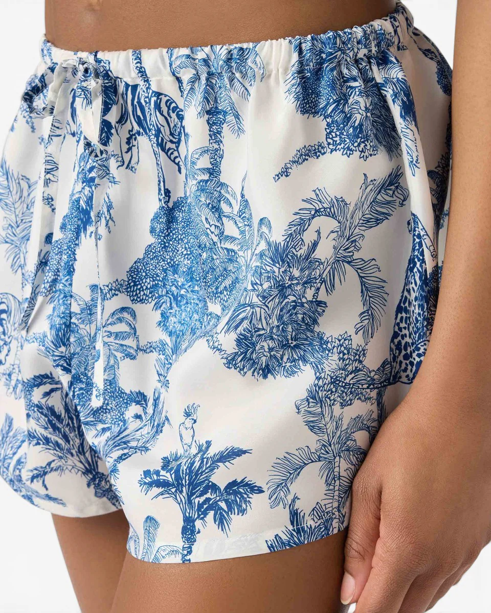 MC2 SAINT BARTH Spodenki Kammy Silk Habotai Foulard Jungle Oceania Blue - Image 4