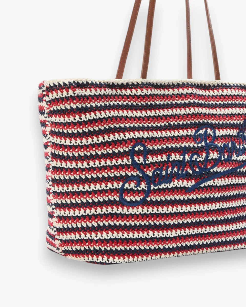 MC2 SAINT BARTH Torebka Crochet Tote Stripes Tris Red - Image 3