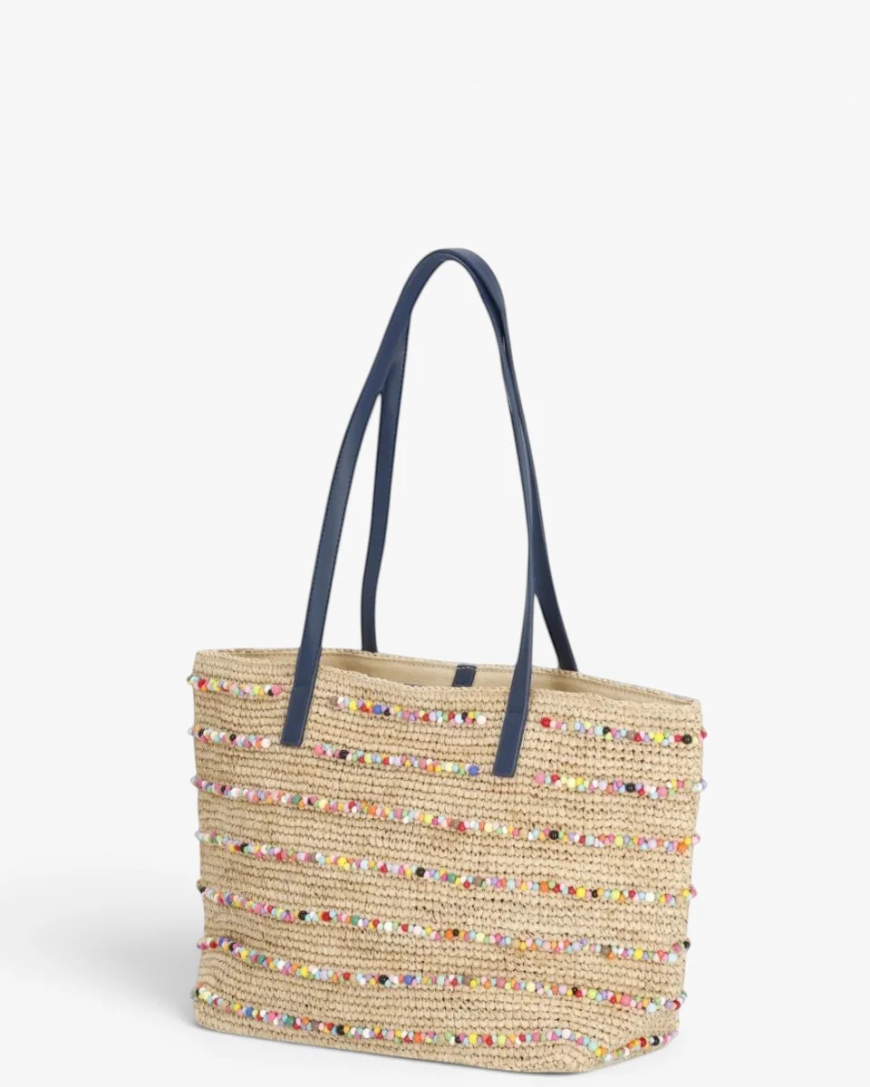 MC2 SAINT BARTH Torebka Raffia City Mid Beads Stripes Col - Image 4