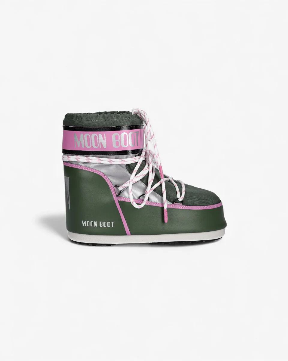 Moon Boot Śniegowce Icon Low Space Racing Forest Green Silver Pink