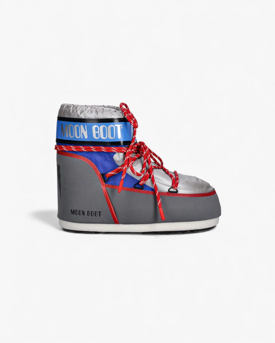 Moon Boot Śniegowce Icon Low Space Racing Silver Blue Red