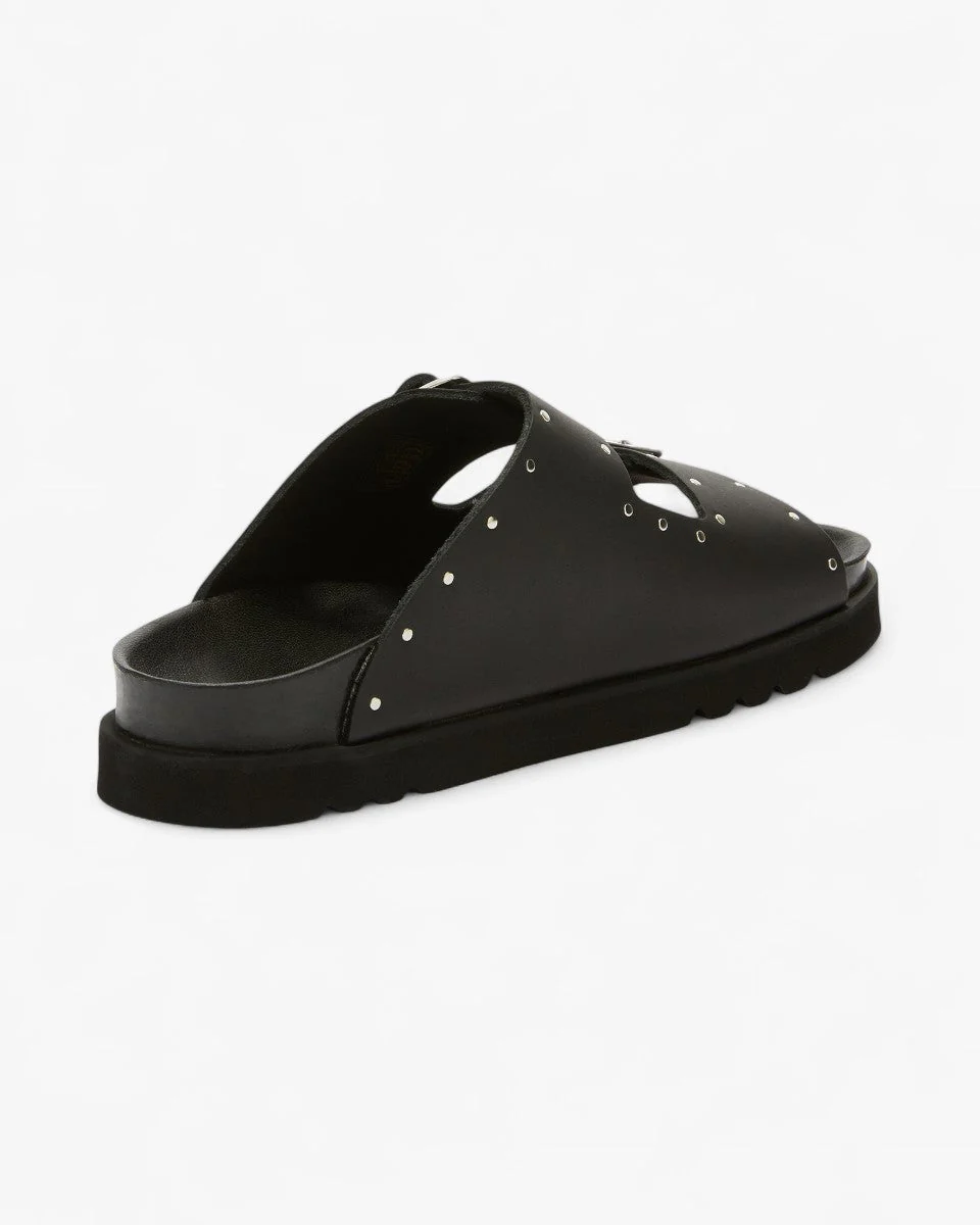 Scholl Klapki Beatriz Leather Studs Czarne - Image 3